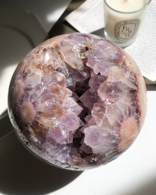 Pink amethyst sphere